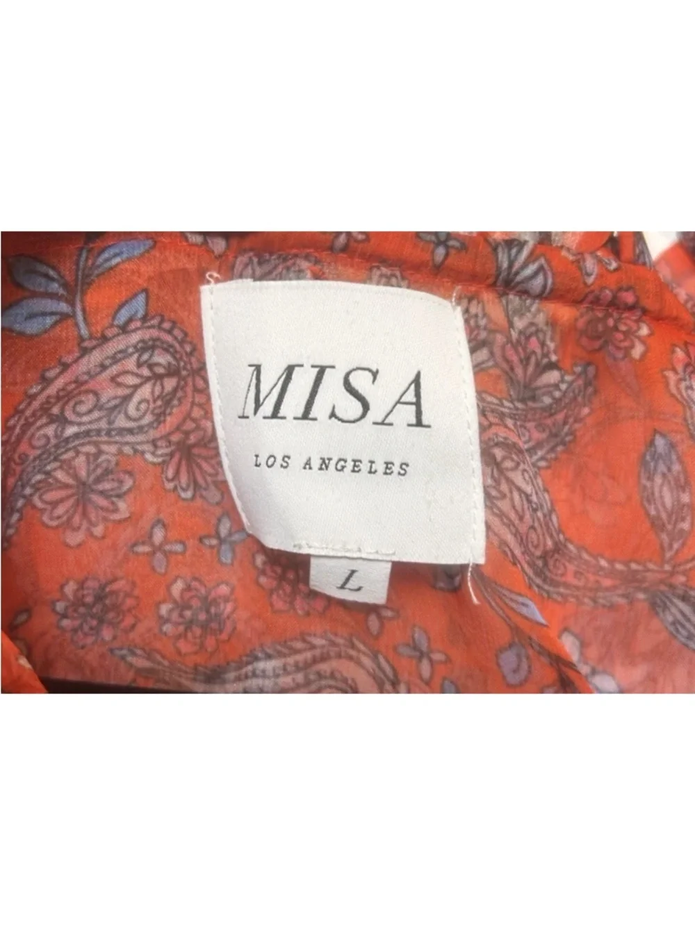 Misa Los Angeles Abril Blouse Top Sleeveless Aranciata Paisley Women's Size L - Picture 5 of 5